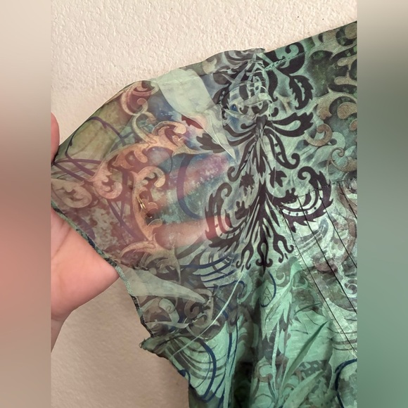 APT.9 Green Y2K Patterned Blouse 1 X - Picture 4 of 14